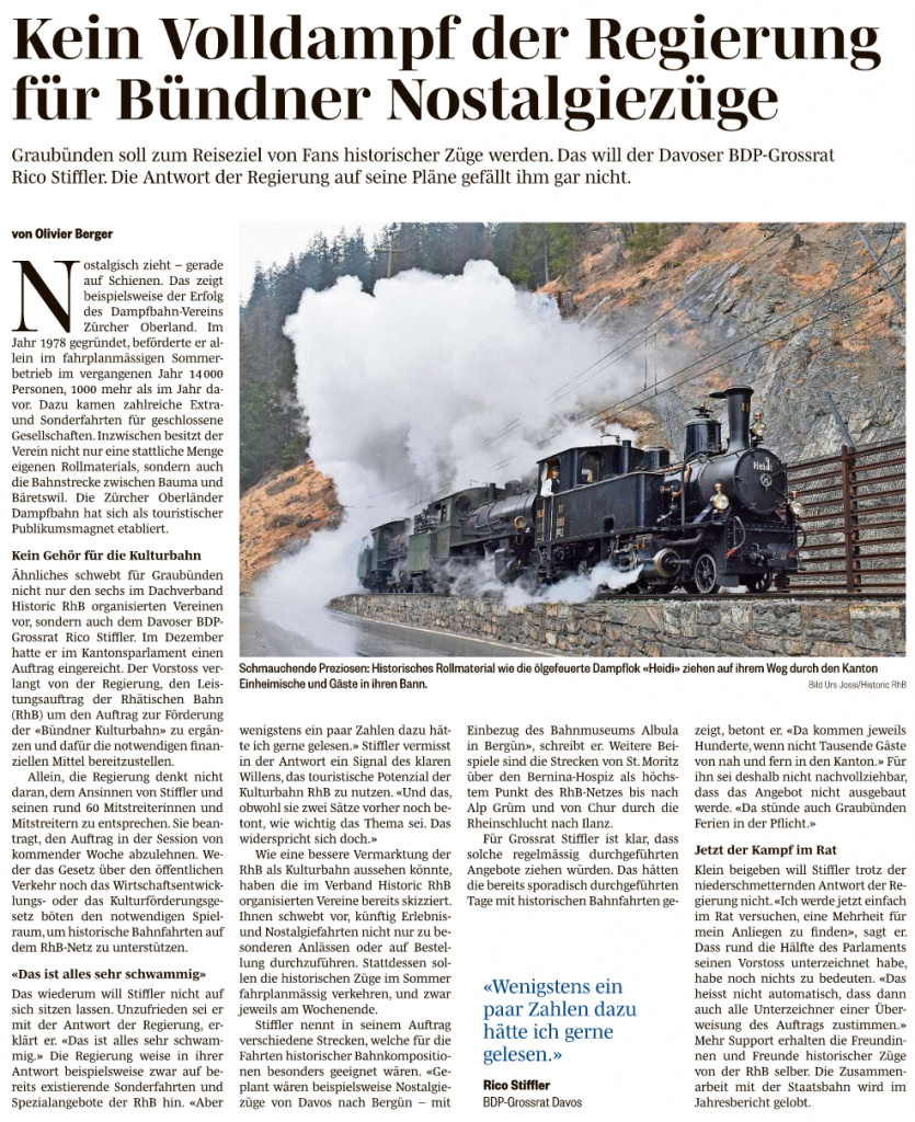 Vorstoss im Grossen Rat GR